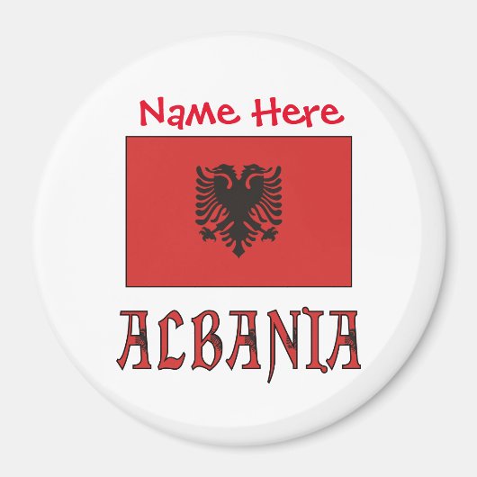 アルバニアおよびアルバニア国旗の赤個人用設定 マグネット (正面)