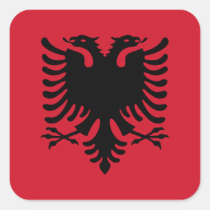 アルバニアかAlbaniまたはアルバニアの旗 スクエアシール