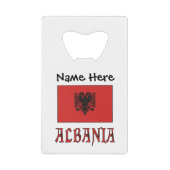 アルバニアとアルバニアパーソナライズされた国旗のクレジット クレジットカード栓抜き (正面)