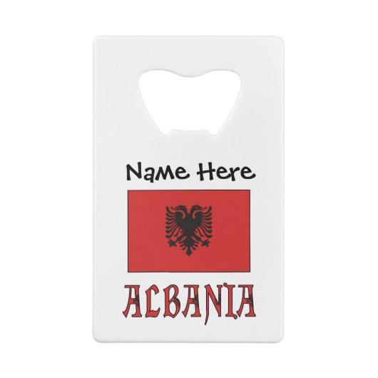 アルバニアとアルバニアパーソナライズされた国旗のクレジット クレジットカード栓抜き (裏面)