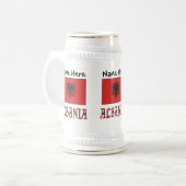 アルバニアとアルバニア国旗とあなたのお名前 ビールジョッキ (正面左)