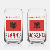 アルバニアとアルバニア国旗 赤 カスタマイズ ガラス缶 (正面)