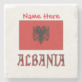 アルバニアとアルバニア国旗 赤 カスタマイズ ストーンコースター (正面)