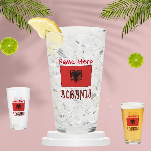 アルバニアとアルバニア国旗 赤 カスタマイズ タンブラーグラス