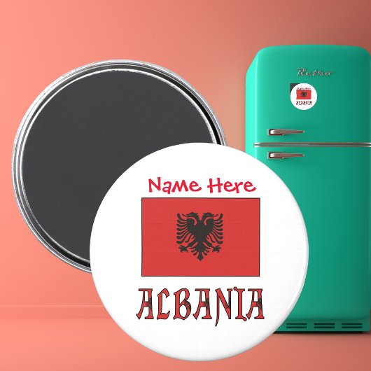 アルバニアとアルバニア国旗 赤 カスタマイズ マグネット