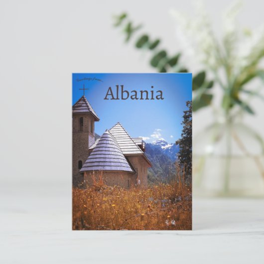 アルバニアのシュコドール郡のテース教会 ポストカード (スタンド正面)