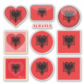 アルバニアのステッカー & アルバニアの国旗、ハート / スポーツ シール (正面)