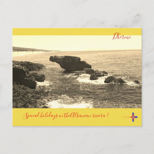 アルバニアのリビエラのdhermiビーチの素晴らしい景色 シーズンポストカード (正面)