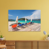 アルバニアのリビエラ、クサミル、町のビーチフロント キャンバスプリント (インサイチュ (リビング))