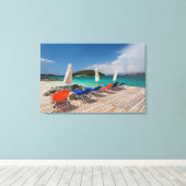 アルバニアのリビエラ、クサミル、町のビーチフロント キャンバスプリント (インサイチュ (ウッドフロア))