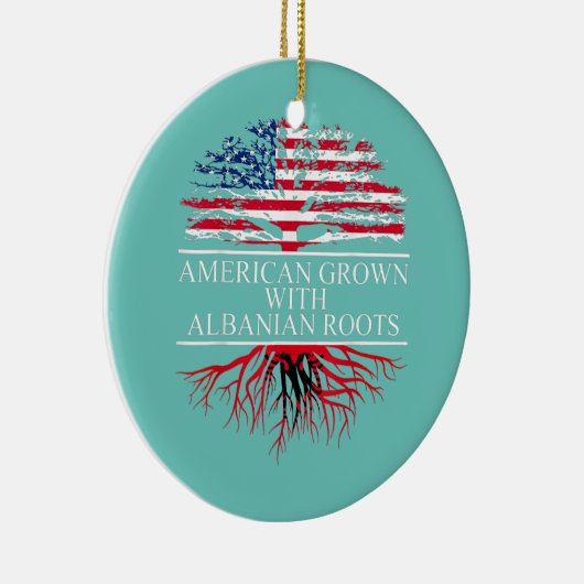 アルバニアのルーツアメリカ国旗 セラミックオーナメント (右)