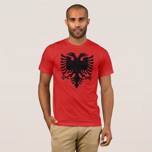 アルバニアのワシの灰色ピクセル Tシャツ (正面フル)