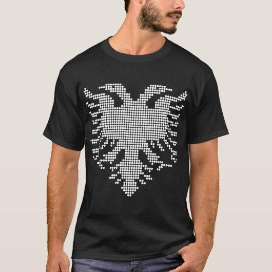 アルバニアの双頭の鷲ドットワークエンブレム Tシャツ (正面)