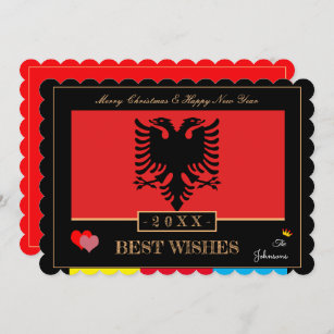 アルバニアの国旗とおめでとう新年/お最高のめでとうアルバニア シーズンカード