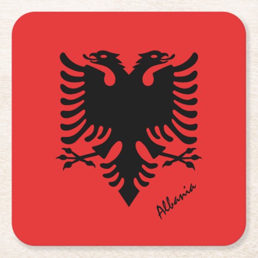 アルバニアの国旗 & アルバニアの結婚式、パーティー / スポーツ スクエアペーパーコースター (正面)