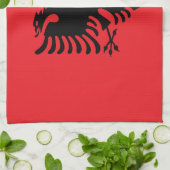 アルバニアの国旗 キッチンタオル (折り畳み)