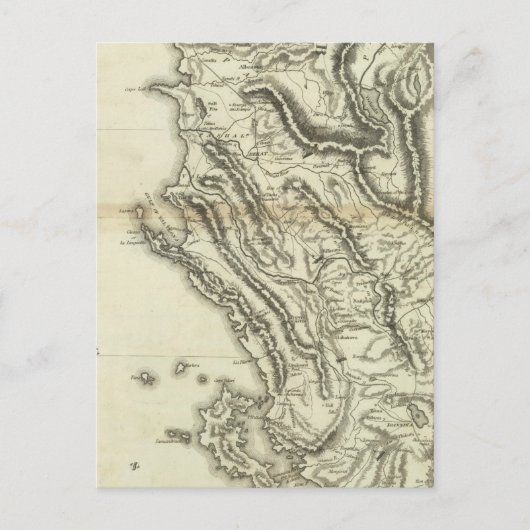 アルバニアの地図 ポストカード (正面)