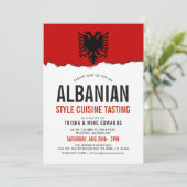 アルバニアの料理|のパーティーの旗の白い招待 招待状 (スタンド正面)