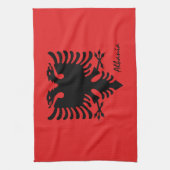 アルバニアの旗とアルバニアの料理、ファッション/sports キッチンタオル (縦)