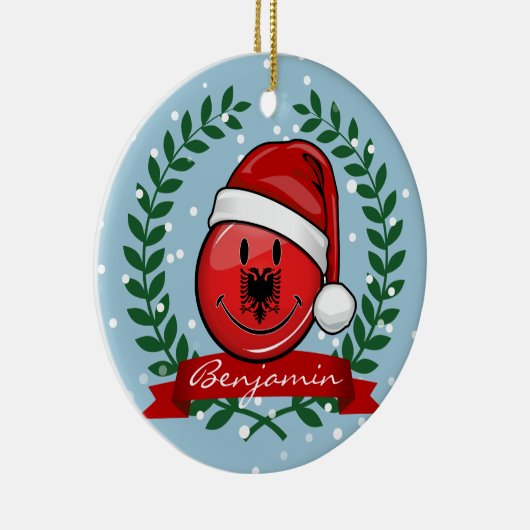 アルバニアの旗のクリスマスのスタイル セラミックオーナメント (右)