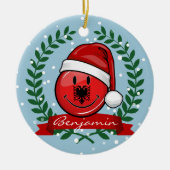 アルバニアの旗のクリスマスのスタイル セラミックオーナメント (正面)