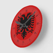 アルバニアの旗 ラウンド壁時計 (傾斜)