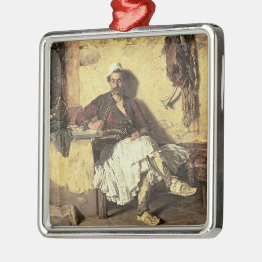 アルバニアの歩哨の休息(Arnaueti) (canvaの油 メタルオーナメント (左)