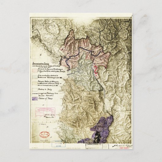 アルバニアの第一次世界大戦の地図（1915年4月26日） ポストカード (正面)