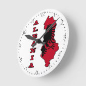 アルバニアの輪郭の地図のアルバニアの旗 ラウンド壁時計 (傾斜)