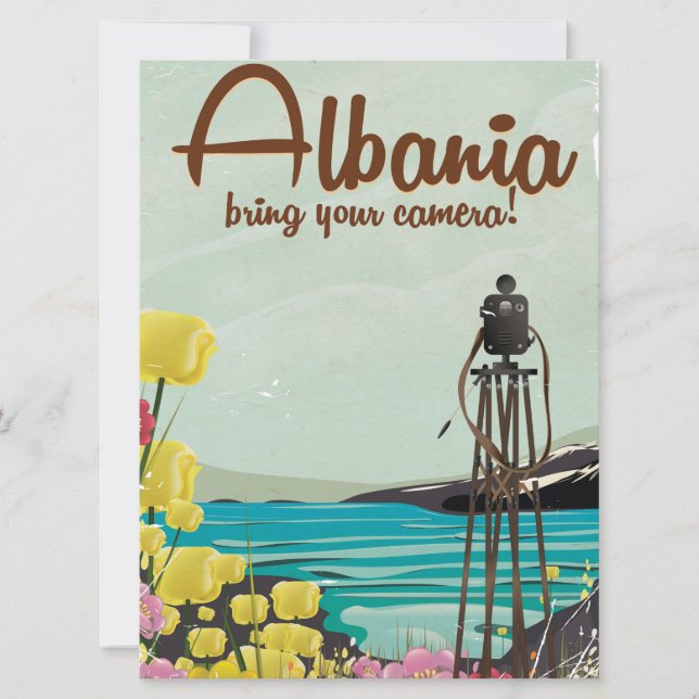 アルバニアの風景ヴィンテージ旅行ポスター。 (正面)