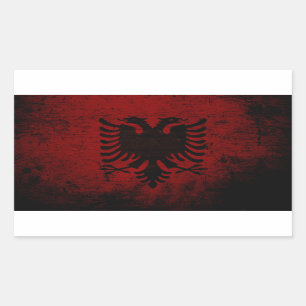 アルバニアの黒くグランジな旗 長方形シール