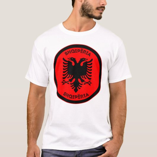 アルバニアの黒鷲サークルシェイプ Tシャツ (正面)