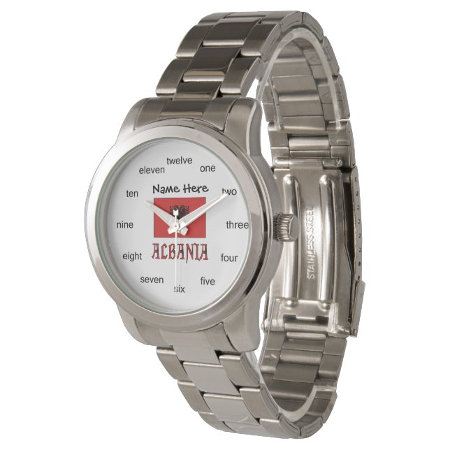 アルバニアアルバニアパーソナライズされた国旗 腕時計 (アングル)