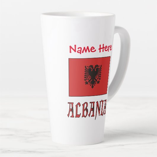 アルバニアアルバニア国旗の赤個人用設定（大） カフェラテマグ (右アングル)