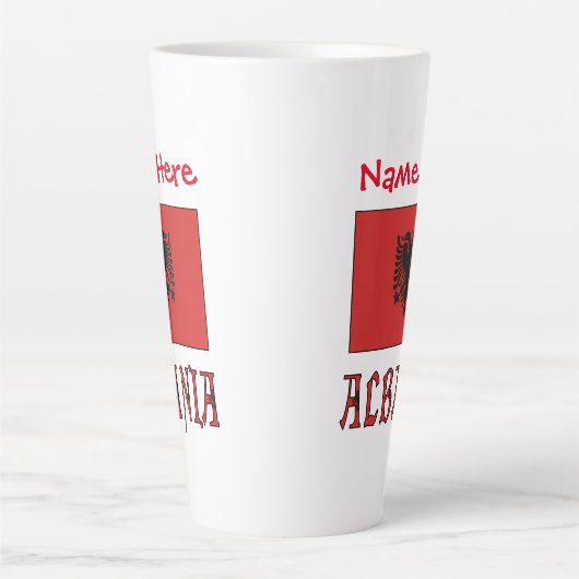 アルバニアアルバニア国旗の赤個人用設定（大） カフェラテマグ (正面)