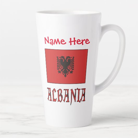 アルバニアアルバニア国旗の赤個人用設定（大） カフェラテマグ (右)