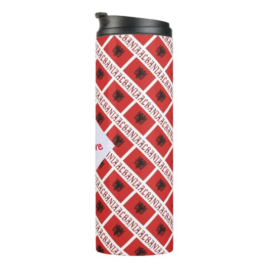 アルバニアアルバニア国旗の赤塗り潰し タンブラー (回転右)