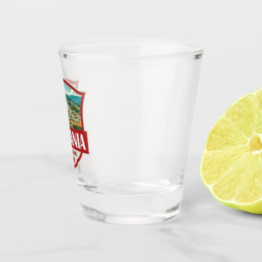 アルバニアイラストレーションレトロバッジ ショットグラス (右)