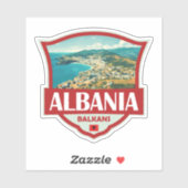 アルバニアイラストレーションレトロバッジ シール (シート)