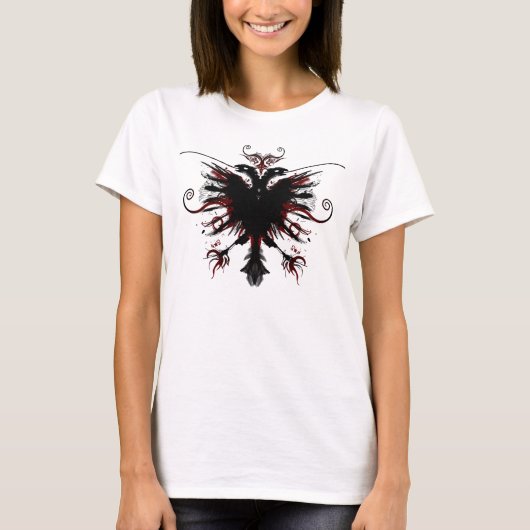 アルバニアイーグルデザイナーレディースシャツ Tシャツ (正面)
