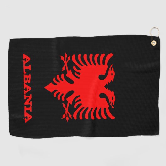 アルバニアゴルフ，アルバニアの腕のゴルフのコート/フラグ ゴルフタオル (横)