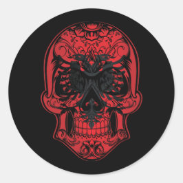 アルバニアスカルとバラ国旗 ラウンドシール