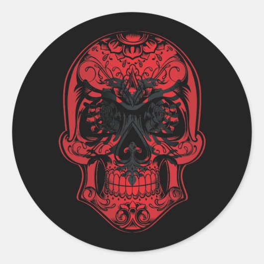 アルバニアスカルとバラ国旗 ラウンドシール (正面)