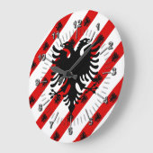 アルバニアストライプ州旗 ラージ壁時計 (傾斜)