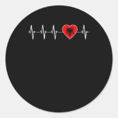 アルバニアハートビート私はアルバニア国旗のハートプライド ラウンドシール (正面)