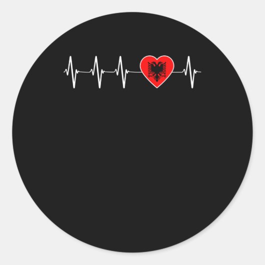 アルバニアハートビート私はアルバニア国旗のハートプライド ラウンドシール (正面)