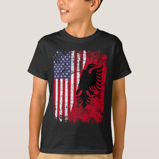 アルバニアルーツレッドイーグルハーフアメリカンALBANIA FLA Tシャツ (正面)