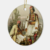 アルバニア人、オスマン軍の傭兵、パブ。 b セラミックオーナメント (左)