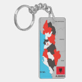 アルバニア国の地図の国旗 キーホルダー (正面左)