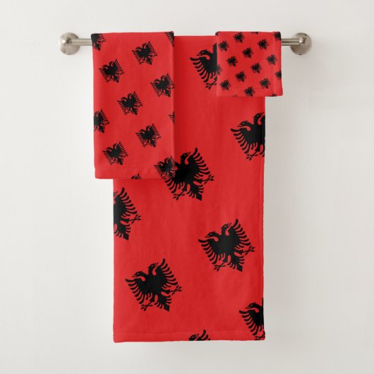 アルバニア国旗とアルバニア旅行、休日/スポーツファン バスタオルセット (インサイチュ)